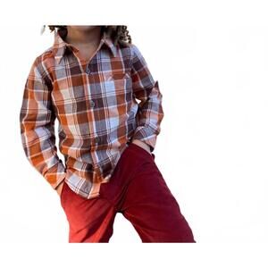 NEW ME & HENRY boy's atwood long sleeve woven shirt in rust